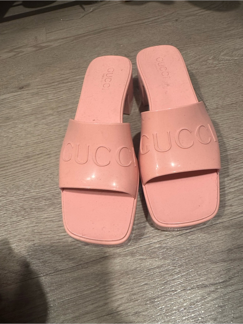 Gucci Blush Pink Logo Slide Mules